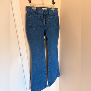 Madewell Women's Petite Flea Market Blue Denim Flare Jeans